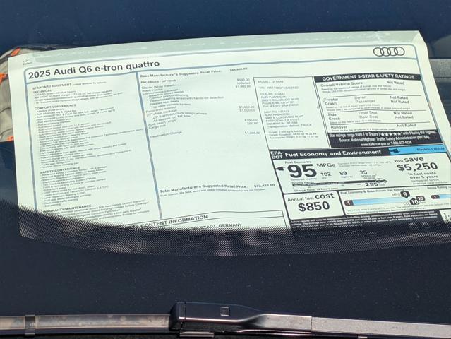 new 2025 Audi Q6 e-tron car, priced at $72,425