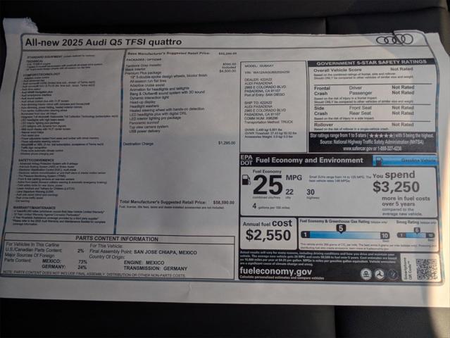 new 2025 Audi Q5 car, priced at $58,590