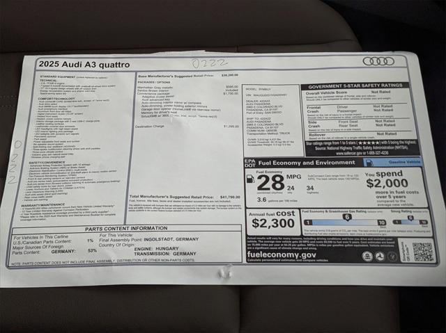 new 2025 Audi A3 car, priced at $41,790