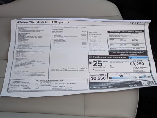 new 2025 Audi Q5 car, priced at $57,950