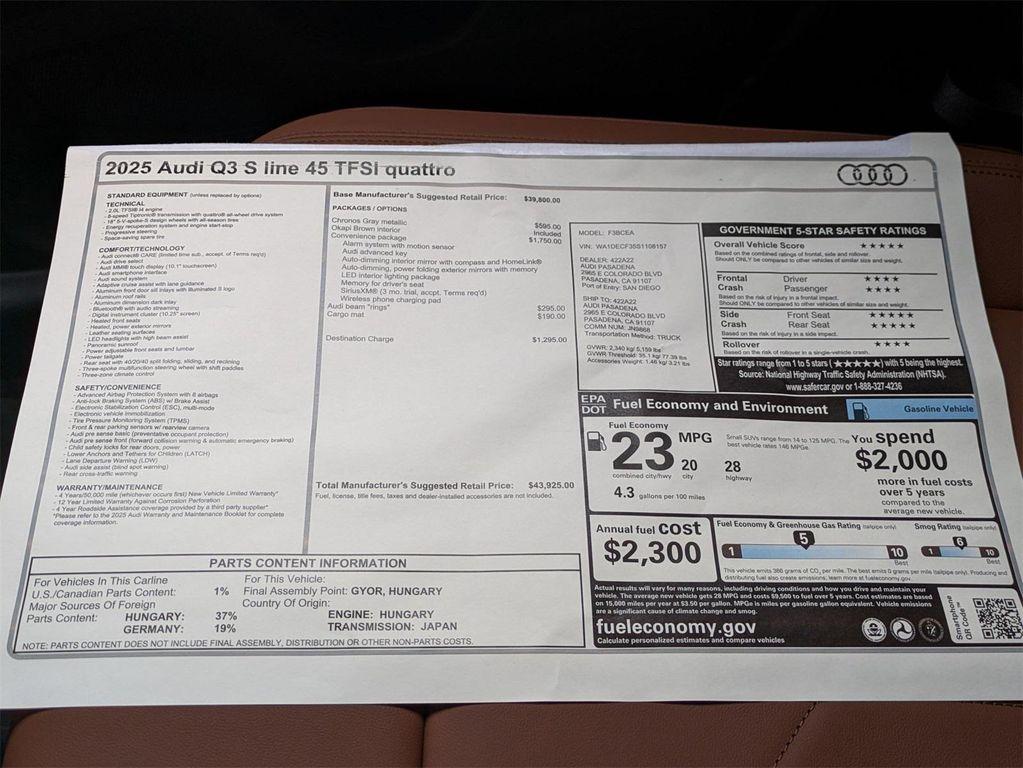 new 2025 Audi Q3 car, priced at $43,925