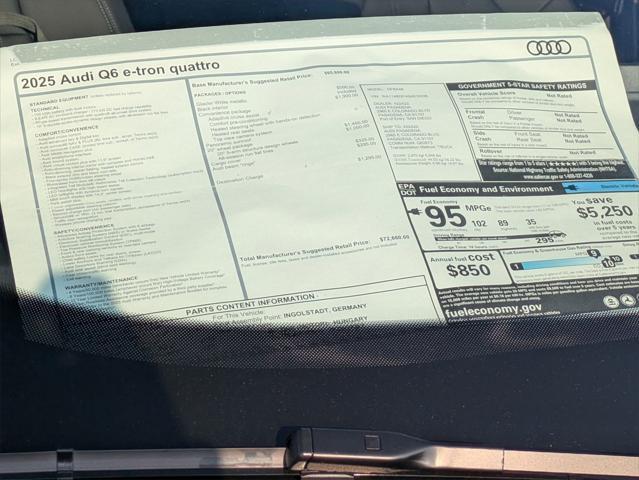 new 2025 Audi Q6 e-tron car, priced at $72,660