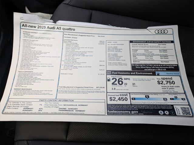 new 2025 Audi A5 car, priced at $57,235
