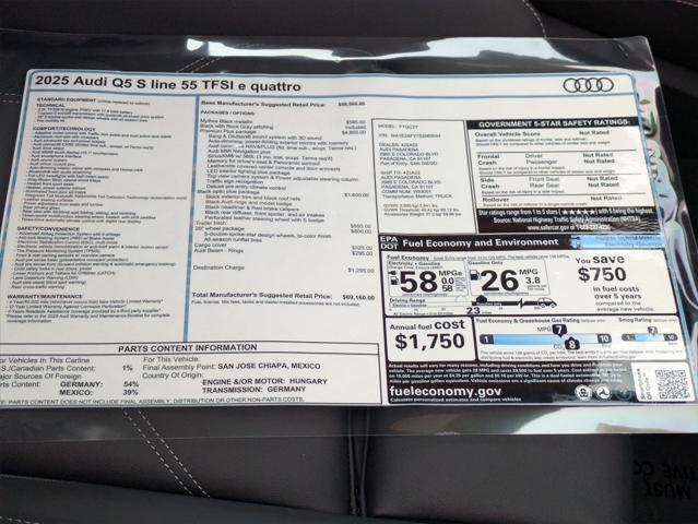 new 2025 Audi Q5 car, priced at $69,160