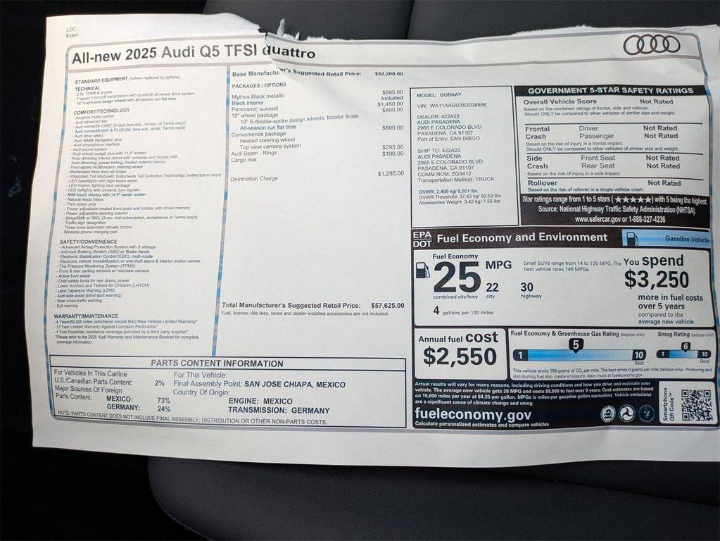 new 2025 Audi Q5 car, priced at $57,625