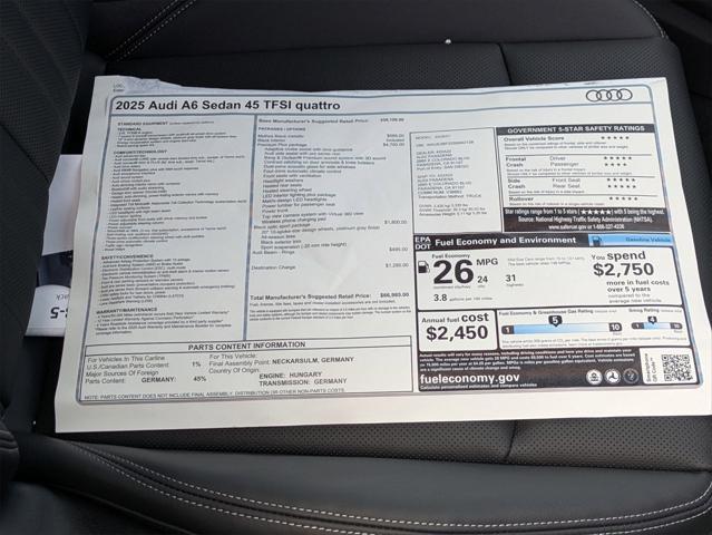 new 2025 Audi A6 car, priced at $66,985