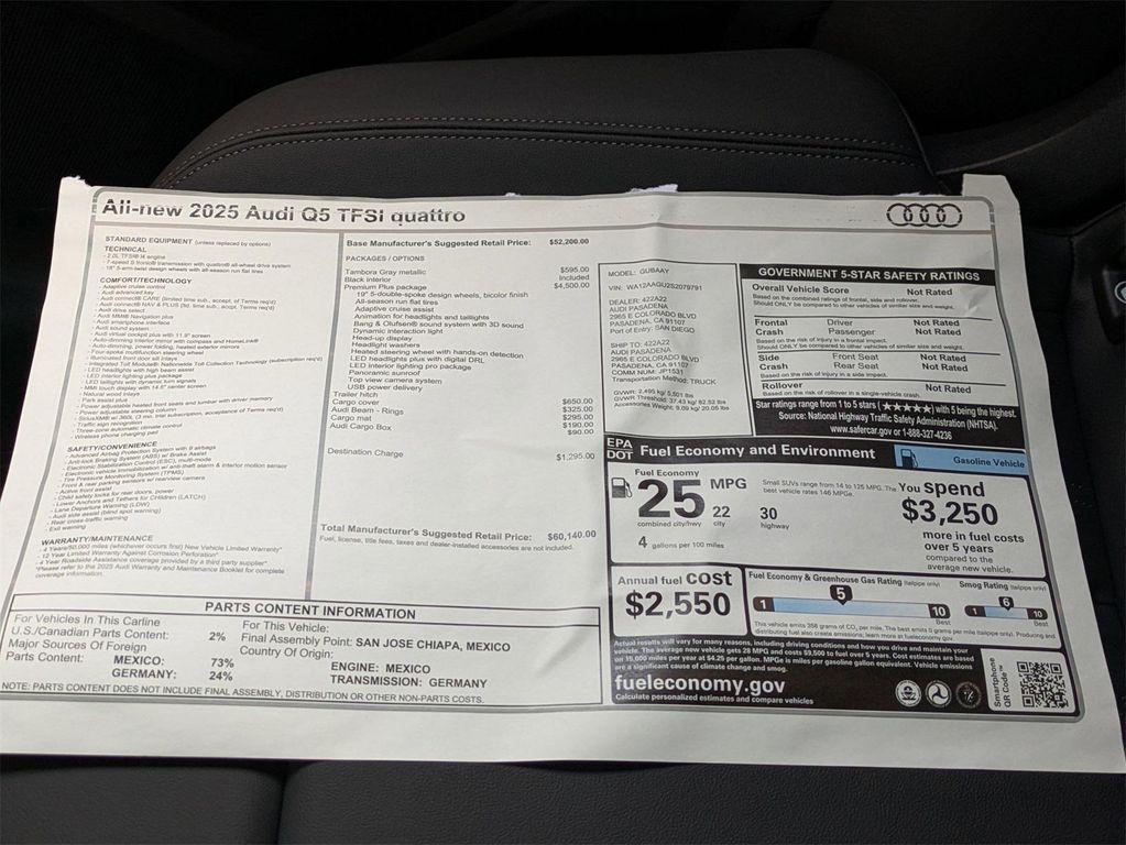 new 2025 Audi Q5 car, priced at $60,140