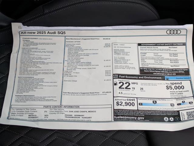 new 2025 Audi SQ5 car, priced at $73,450