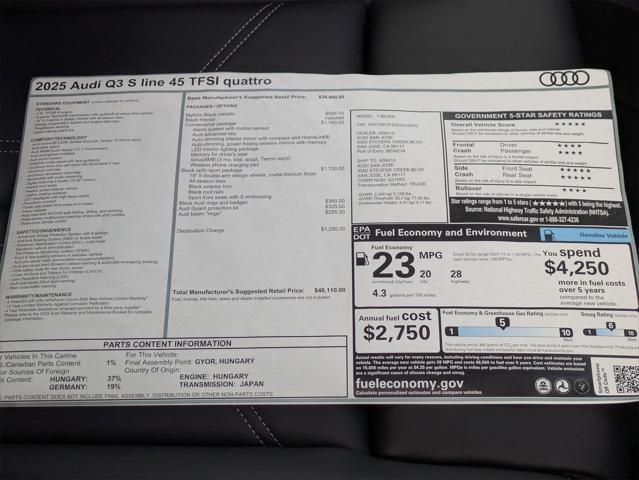 new 2025 Audi Q3 car, priced at $46,110