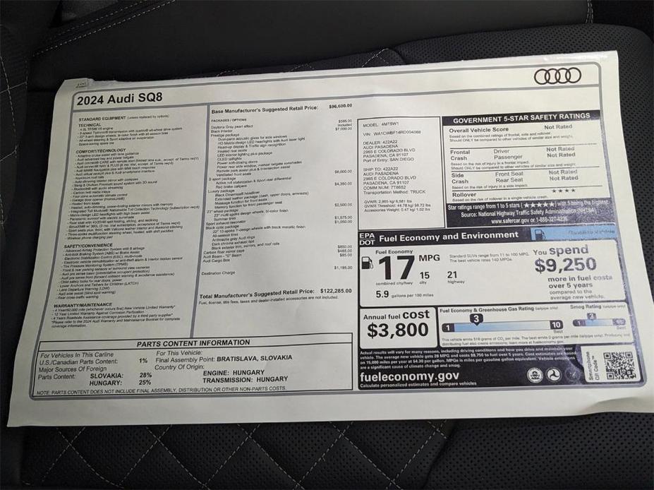 new 2024 Audi SQ8 car, priced at $122,285