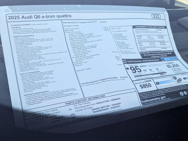 new 2025 Audi Q6 e-tron car, priced at $74,200