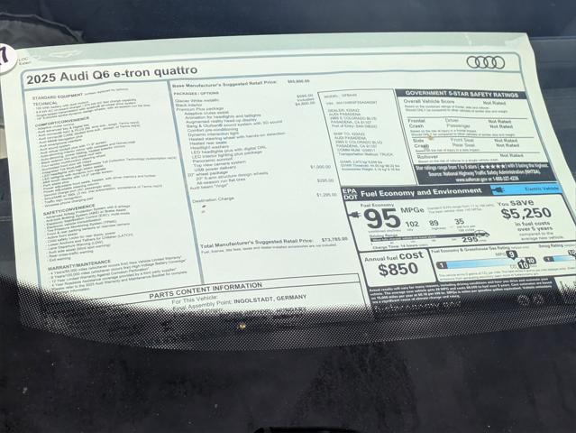 new 2025 Audi Q6 e-tron car, priced at $73,785