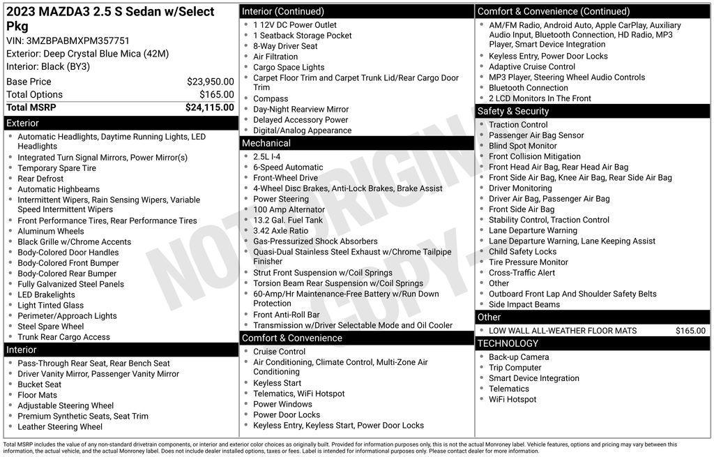 used 2023 Mazda Mazda3 car, priced at $21,242