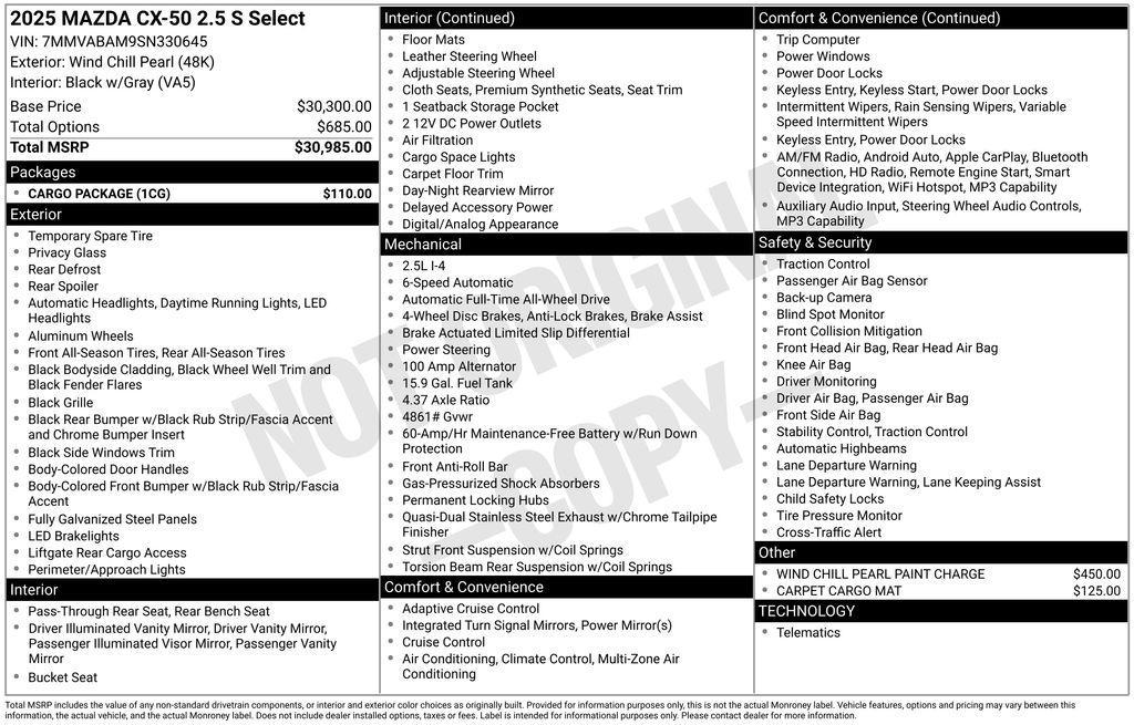 used 2025 Mazda CX-50 car, priced at $27,929