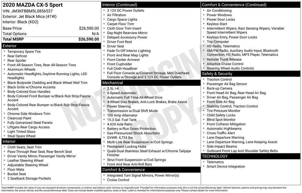 used 2020 Mazda CX-5 car, priced at $22,387