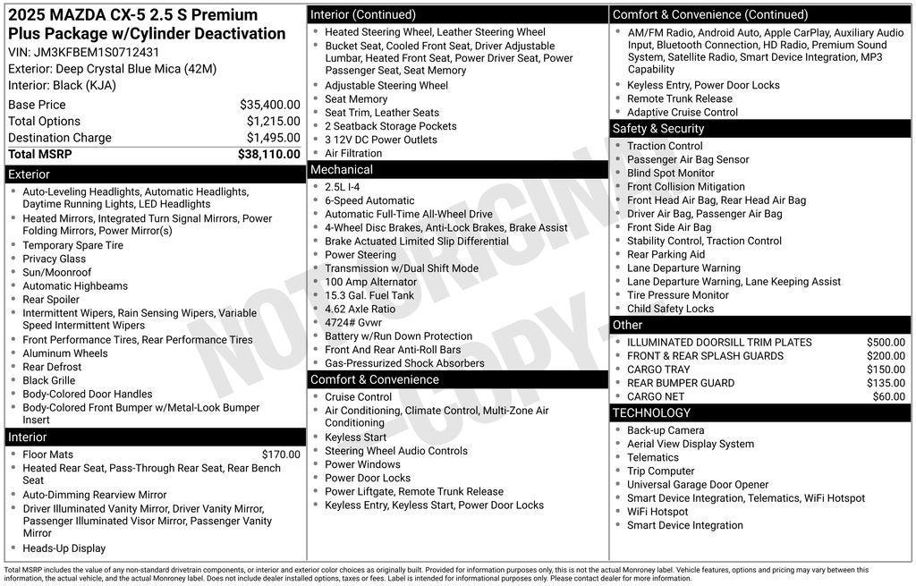 new 2025 Mazda CX-5 car, priced at $35,182