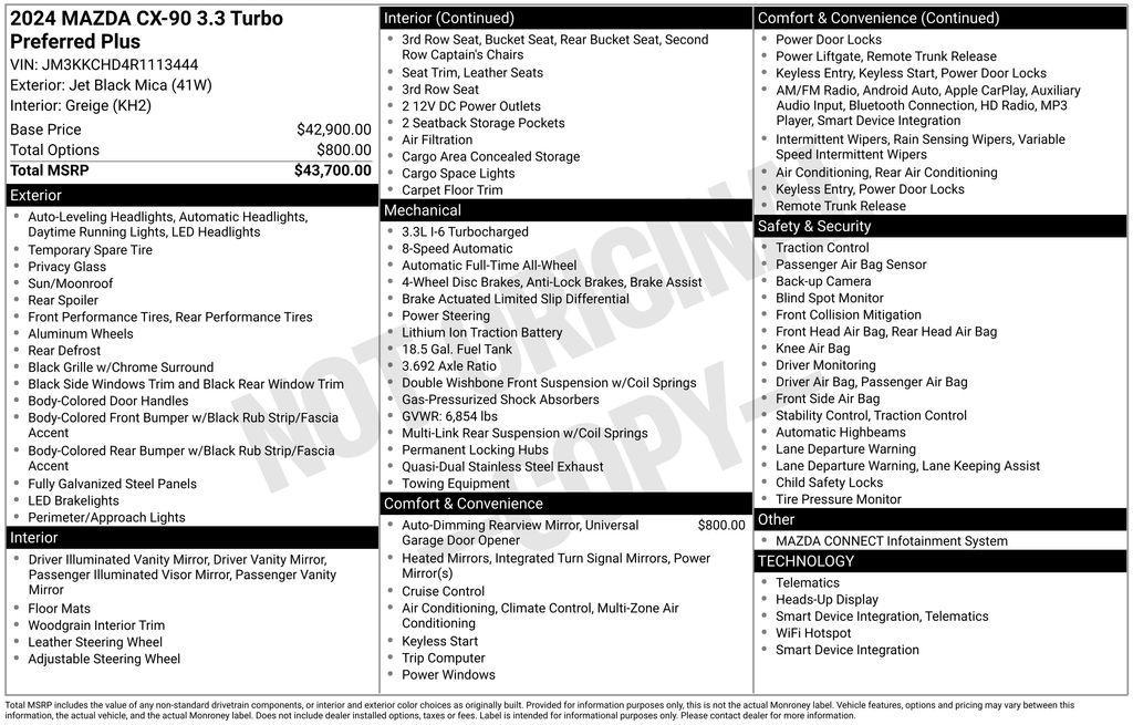 used 2024 Mazda CX-90 car, priced at $31,436