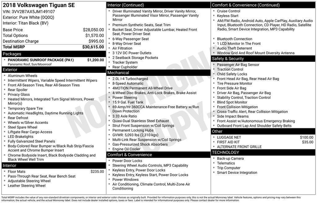 used 2018 Volkswagen Tiguan car, priced at $10,799