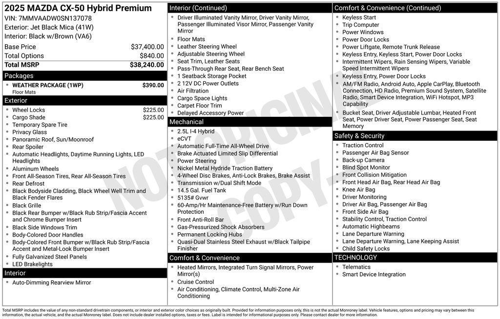 new 2025 Mazda CX-50 Hybrid car, priced at $38,660