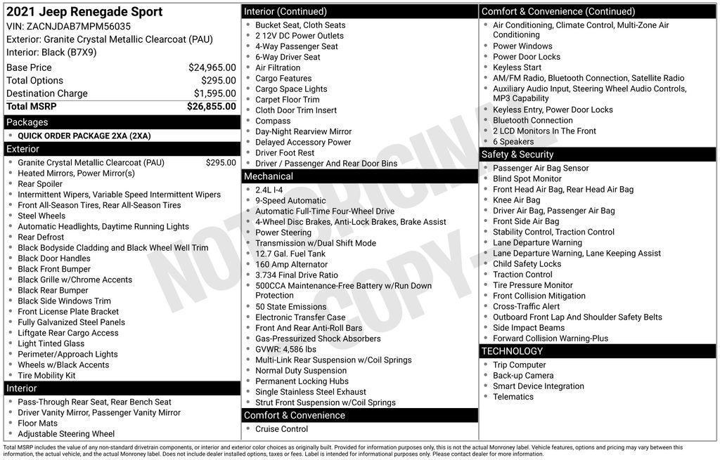 used 2021 Jeep Renegade car, priced at $19,828