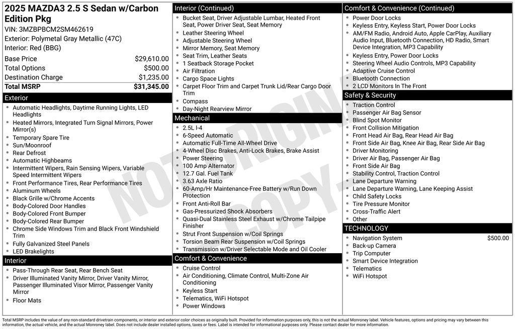 used 2025 Mazda Mazda3 car, priced at $27,000