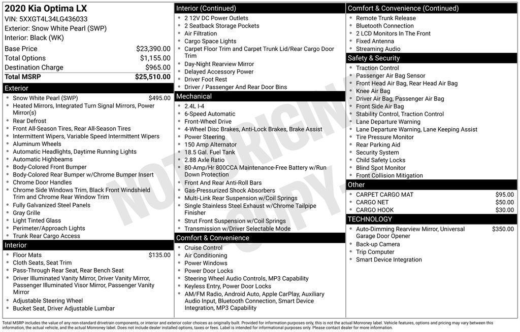 used 2020 Kia Optima car, priced at $14,500