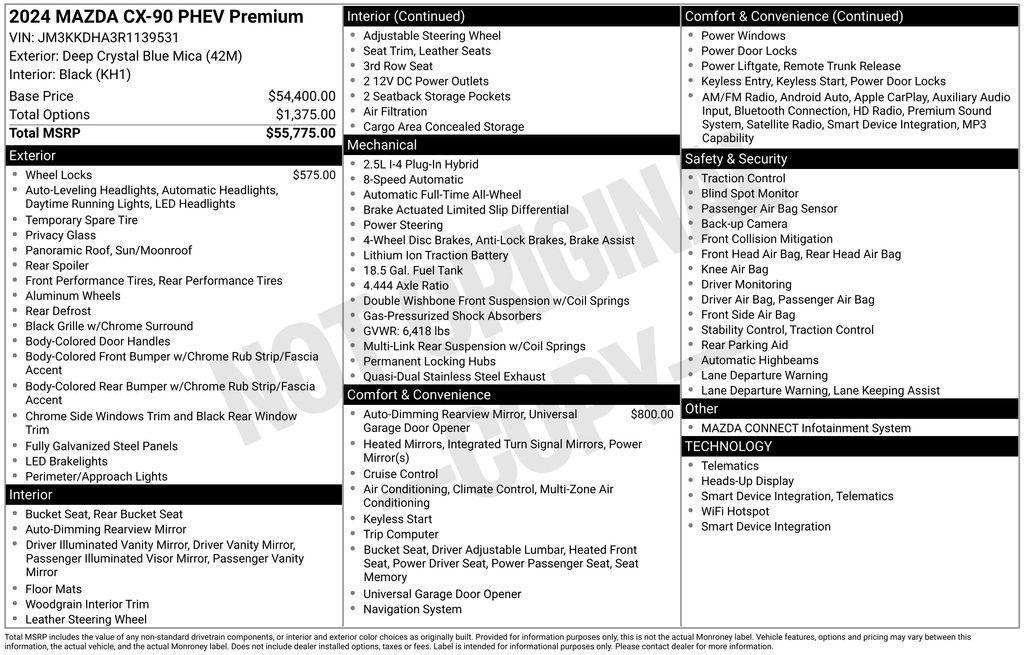 used 2024 Mazda CX-90 PHEV car, priced at $36,962