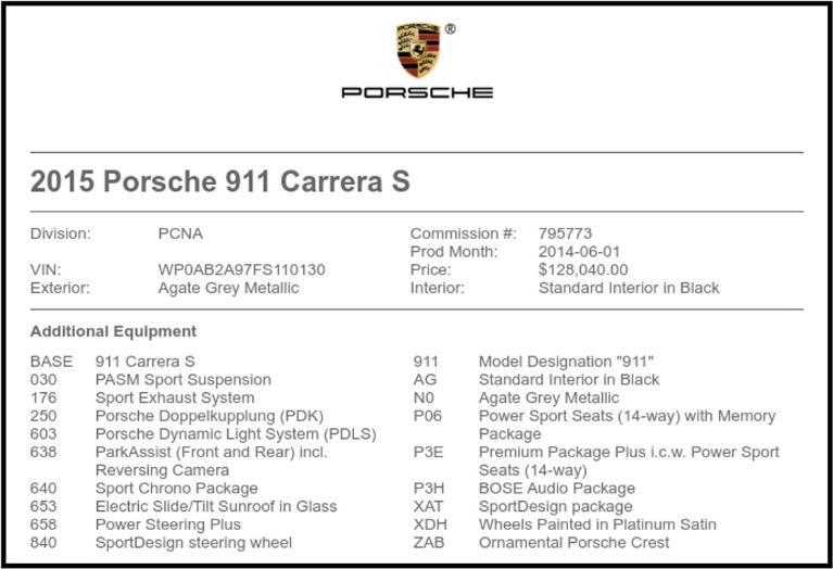 used 2015 Porsche 911 car, priced at $86,888