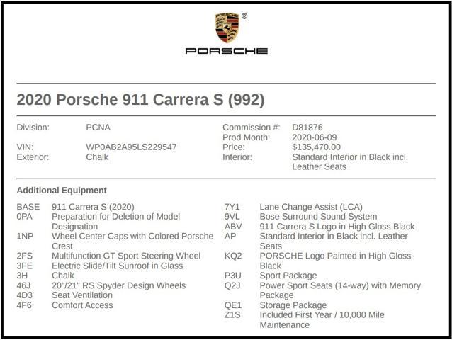 used 2020 Porsche 911 car, priced at $125,888