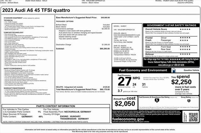 used 2023 Audi A6 car, priced at $32,950