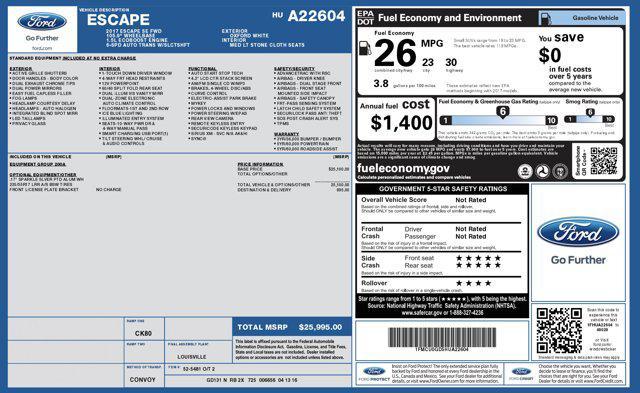 used 2017 Ford Escape car, priced at $9,900