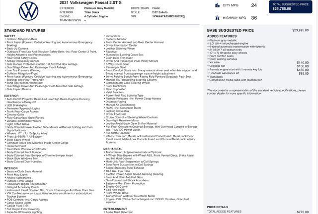 used 2021 Volkswagen Passat car, priced at $12,905