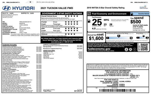 used 2021 Hyundai Tucson car, priced at $13,900