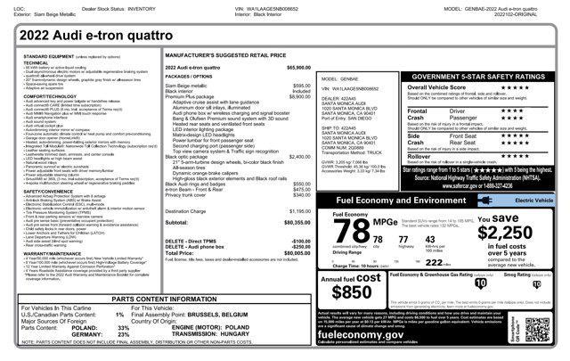 used 2022 Audi e-tron car, priced at $29,805