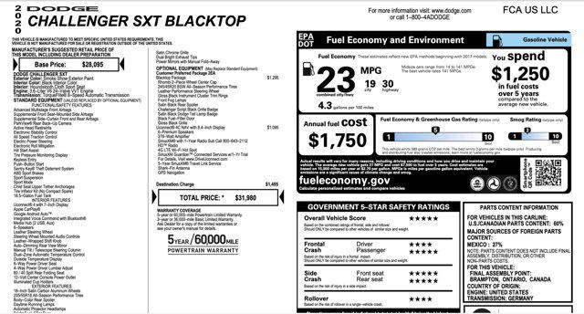 used 2020 Dodge Challenger car, priced at $15,505