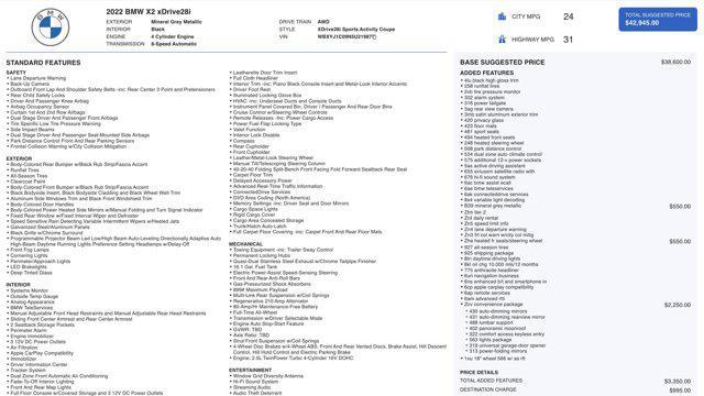 used 2022 BMW X2 car, priced at $20,500