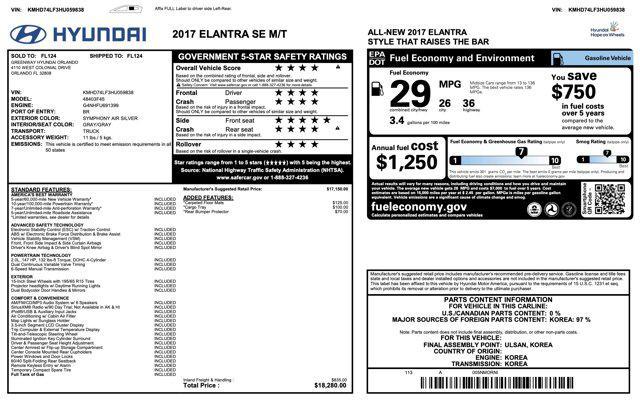 used 2017 Hyundai Elantra car, priced at $9,005