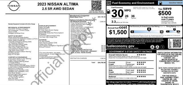 used 2023 Nissan Altima car, priced at $21,400