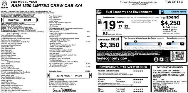 used 2020 Ram 1500 car, priced at $34,905