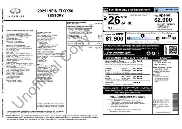 used 2021 INFINITI QX50 car, priced at $25,900