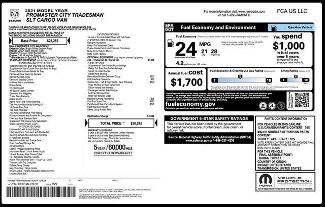 used 2021 Ram ProMaster City car, priced at $17,200