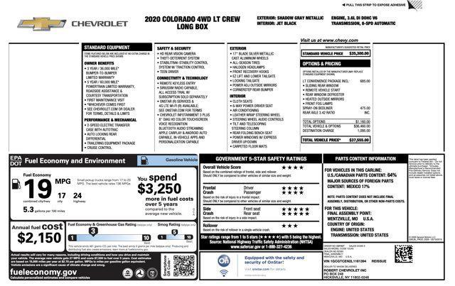 used 2020 Chevrolet Colorado car, priced at $24,005