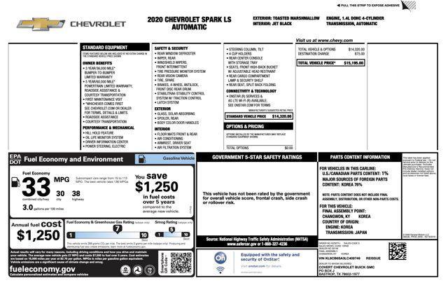 used 2020 Chevrolet Spark car, priced at $10,000