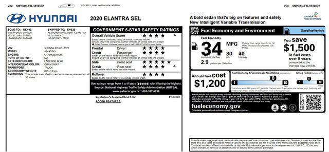 used 2020 Hyundai Elantra car, priced at $12,000