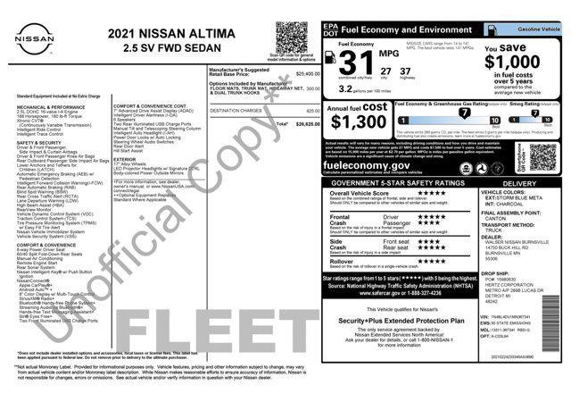 used 2021 Nissan Altima car, priced at $14,505