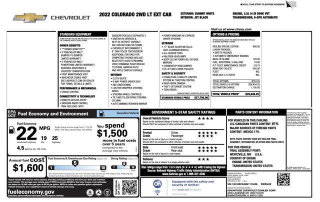 used 2022 Chevrolet Colorado car, priced at $18,505