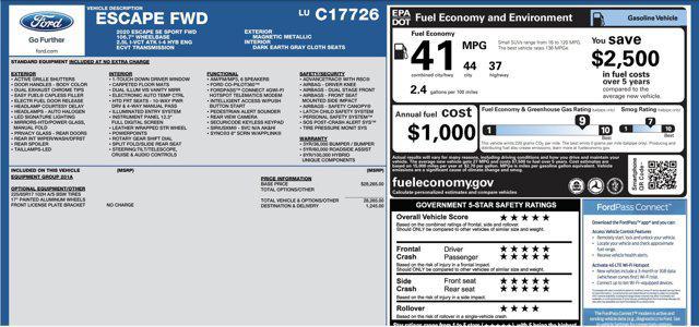 used 2020 Ford Escape car, priced at $16,000