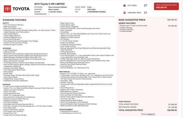 used 2019 Toyota C-HR car, priced at $16,005