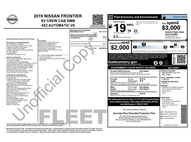 used 2019 Nissan Frontier car, priced at $19,000