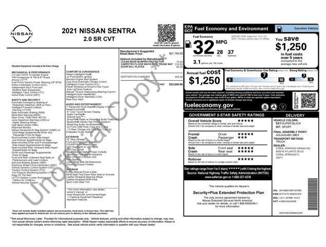 used 2021 Nissan Sentra car, priced at $13,500